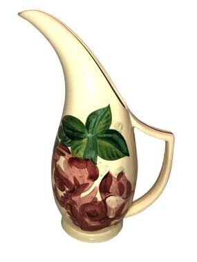 Vtg Red Wing Lexington Concord Pottery Floral Water Pitcher 1940s Jug Ewer 13"
